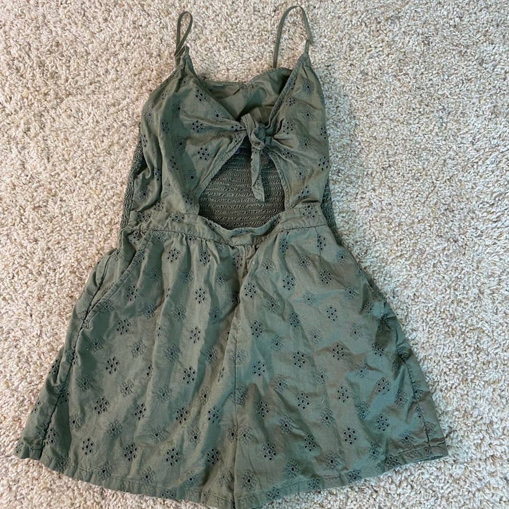 Aerie Green Romper With Front Cut-Out